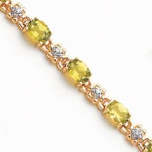  14k Gold Peridot & Diamond Bracelet Jewelry