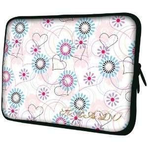  chic Hearts / Aqua Flowers Notebook Laptop Sleeve Bag Carrying Case 