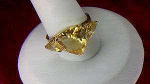 Gorgeous 10k Solid Gold & Citrine Ring size 7 3/4   8 not scrap lot 