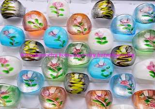 wholesale 50pcs mix flower inside glass handmade rings  
