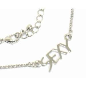  Trendy 18 SEXY letters necklace   white gold plated 