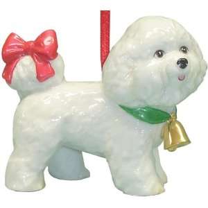 Cute Christmas Holiday Bichon Dog Ornament Statue Figurine 