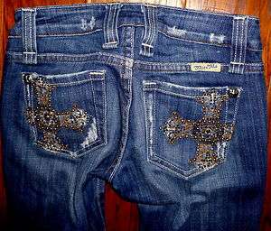 WOMENS MISS ME JEWELED POCKET LOW RISE STRETCH BOOT CUT JEANS SIZE 24 