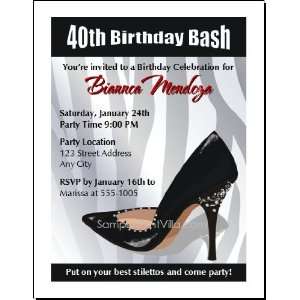  Black Stiletto Party Invitation 