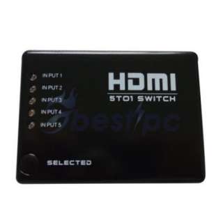 New MINI 5 Port HDMI Splitter Switch Switcher DVD Remote Control 1080P 