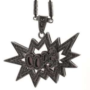 Hip Hop Bling Black on Black Tone Plated Oops Pendant with 36 Chain 
