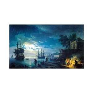  Port At Night with Moon    Print
