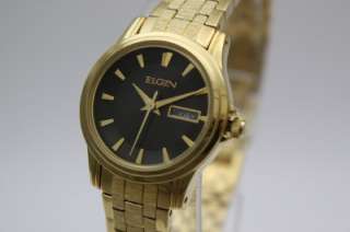 New Elgin Classic Gold Day Date Women Dress Watch EG513  