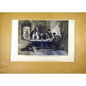  Monks Religious Writing French Print 1859