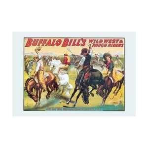 Buffalo Bill Cowboy Fun   The Bronco Busters Busy Day 12x18 Giclee on 