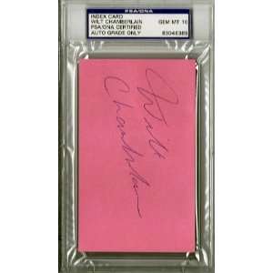  Wilt Chamberlain Autographed Index Card Gem Mint 10 PSA 