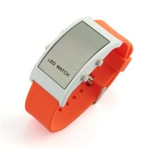  New Unisex Silicone Band LED Sports Wrist Watch Orange 