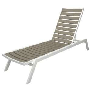  Recycled European Outdoor Chaise Lounge Chair   Khaki w 