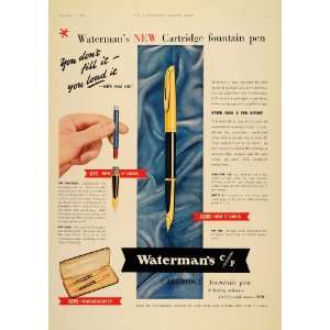  1955 Ad Waterman C/F Cartridge Fountain Pen Gift Case 