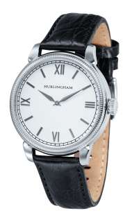 Mens White Leather Dress Watch Hurlingham H 142010 A  