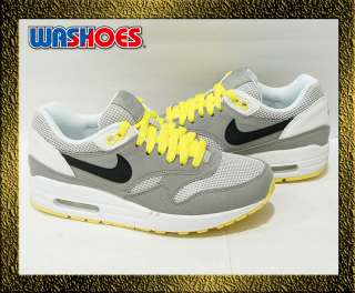 2011 Nike Wmns Air Max 1 Medium Grey Black White Sonic Yellow US 5.5 