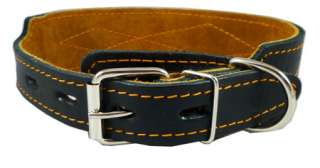 Genuine Leather Dog Collar 15 19 Black 1.75 wide  