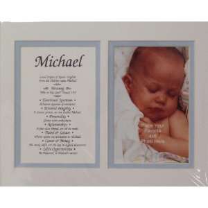  Baby Name Michael, double matted in white over blue with 
