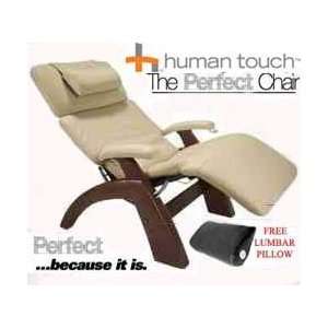   Chair Recliner Dark Walnut Wood with Ivory Leather by Human Touch