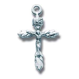 Sterling Silver Small Wheat Crucifix   18 Chain  Gift 