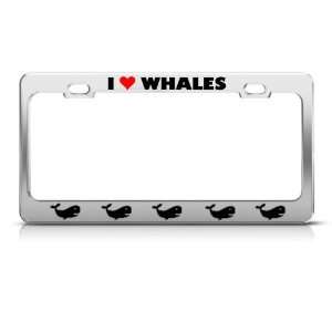 I Love Whales Whale Animal Metal license plate frame Tag 
