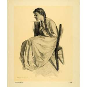  1911 Print Study Girl Braid Paul Julien Meylan Chair 