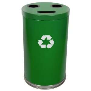  Lift Top Green Metal 3 Section Recycling Can w Decals 