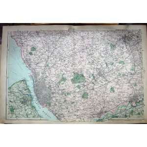  MAP 1907 LANCASHIRE MANUFACTURING DISTRICTS LIVERPOOL 