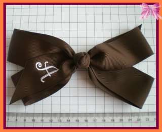 new Monogram Initial girl clip Boutique hairbow  U PICK  