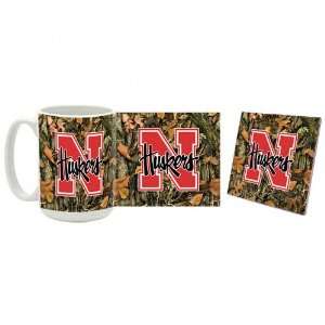  Nebraska Cornhuskers Camouflage Mug and Coaster Set 