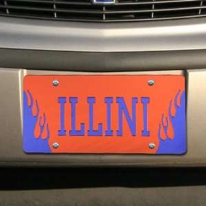  NCAA Illinois Fighting Illini Orange Mirrored Flame License 