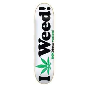  DGK Mota vation I Love Weed White 7.75 Skateboard Deck 