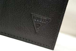 GUESS BY MARCIANO MENS BLACK LEATHER TRIFOLD WALLET  