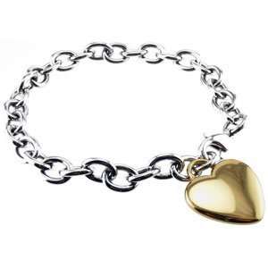 CleverEves 8 mm Rolo Gold Immerse Plated Heart Bracelet 