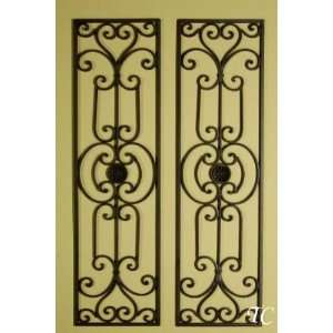  Tuscan Mediterranean Wrought Iron Wall Grille Set of 2 
