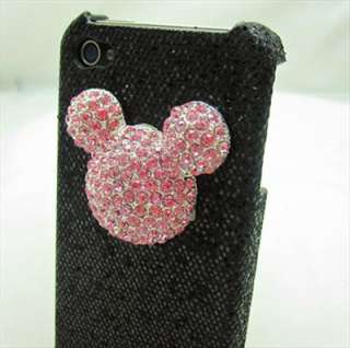   Bling Shiny Lovely Mickey Mouse Black Back Case Cover for iPhone 4 4S