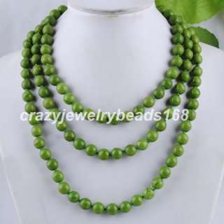 Green Turquoise Globe Beads Necklace Long Chain 48 F156  