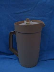   GALLON TAUPE BEIGE PITCHER WITH LIGHT BEIGE PUSH BUTTON LID  