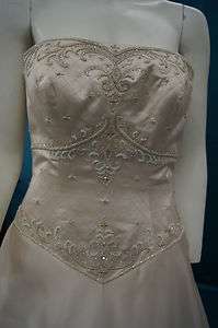 Maggie Sottero Champagne Victorian Strapless Rhinestone Wedding Dress 
