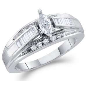 Marquise Diamond Engagement Ring 14k White Gold Anniversary (1/2 CTW 
