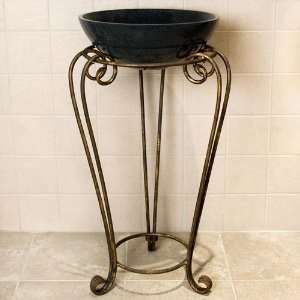  Curved Wrought Iron Sink Stand   Burnished Bronze