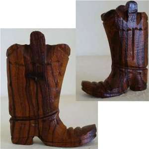  Ironwood Carving of a Western Boot