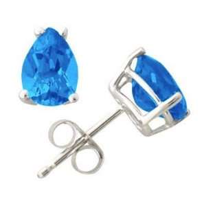  All Natural Genuine 5x3 mm, Pear Shape Blue Topaz earrings 