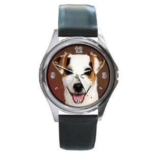  Jack Russell Puppy Dog 6 Round Leather Watch CC0704 