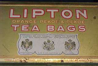 Vintage Lipton Orange Pekoe Tea Bag Tin with Lid  