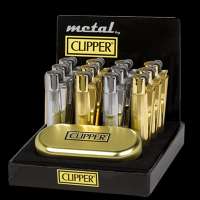 CLIPPER METAL SLIVER/GOLD COLOUR LIGHTER POLISHED CHROME NEW + GOLD 