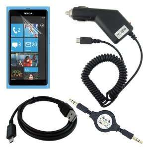   Sync USB Cable + 3.5MM aux Retractable Cable for Nokia Lumia 800 Phone