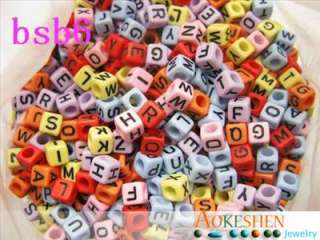 50gram 6mm Colored Cube Alphabet Letter Beads *bsb6*  