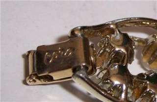 Signed Coro Rhinestone Pearl Bracelet Pin & Earrings  