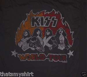 New Authentic Junk Food Mens Kiss World Tour Vintage Style T Shirt 
